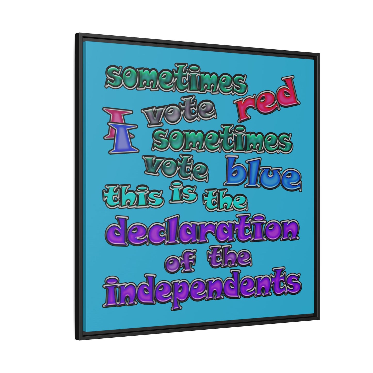 declaration of the independents - framed canvas art (turquoise)