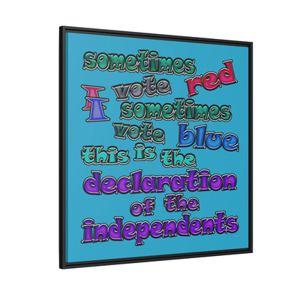 declaration of the independents - framed canvas art (turquoise)
