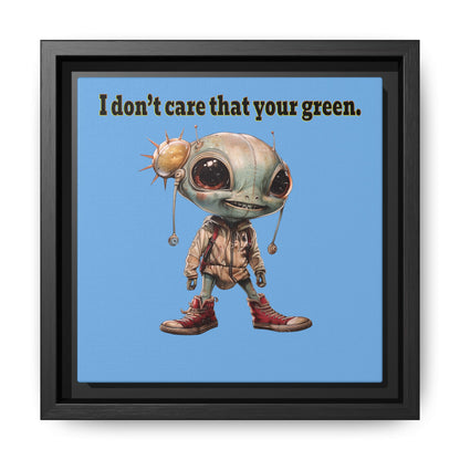 I don't care that your green - framed canvas art (light blue)