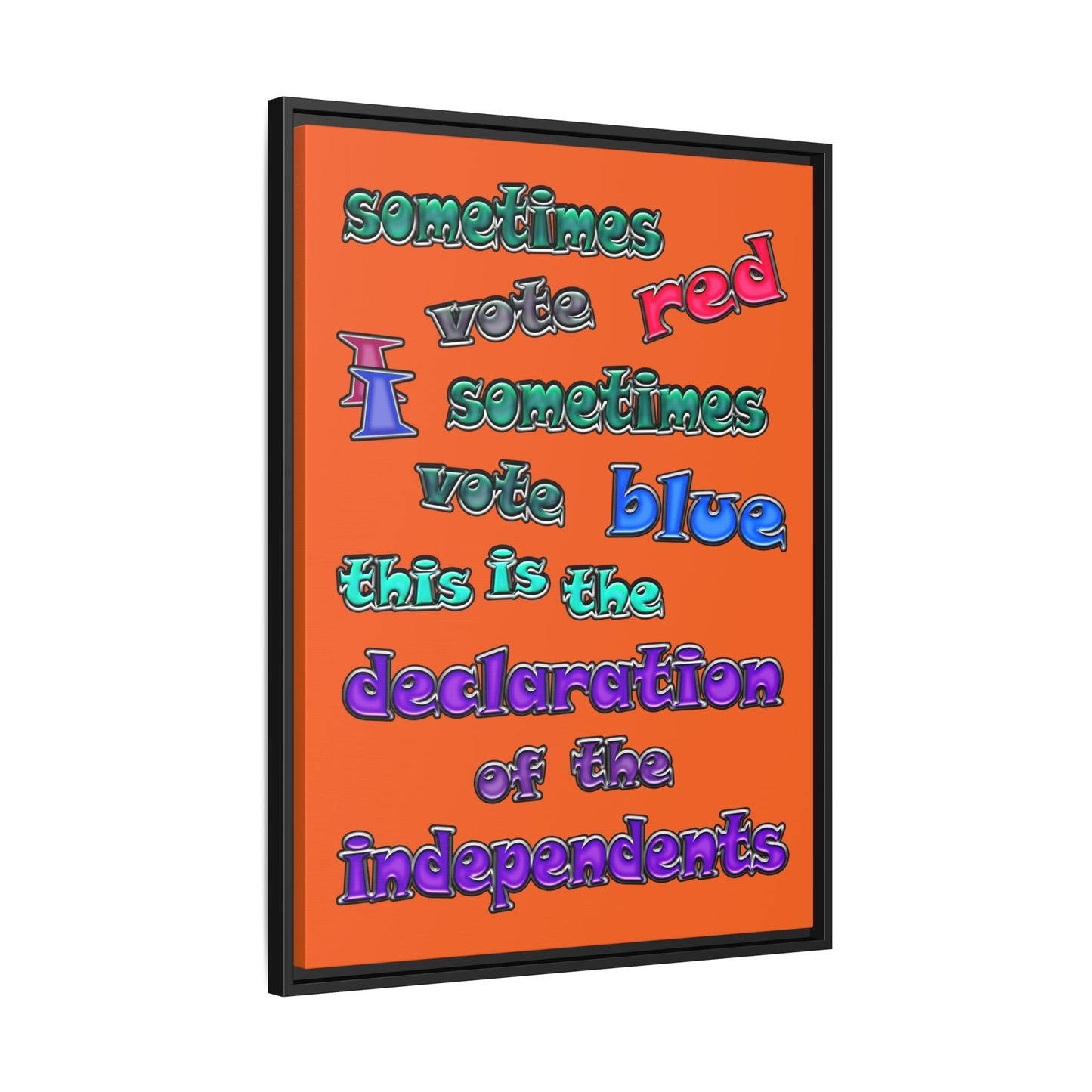 declaration of the independents - framed canvas art (orange)
