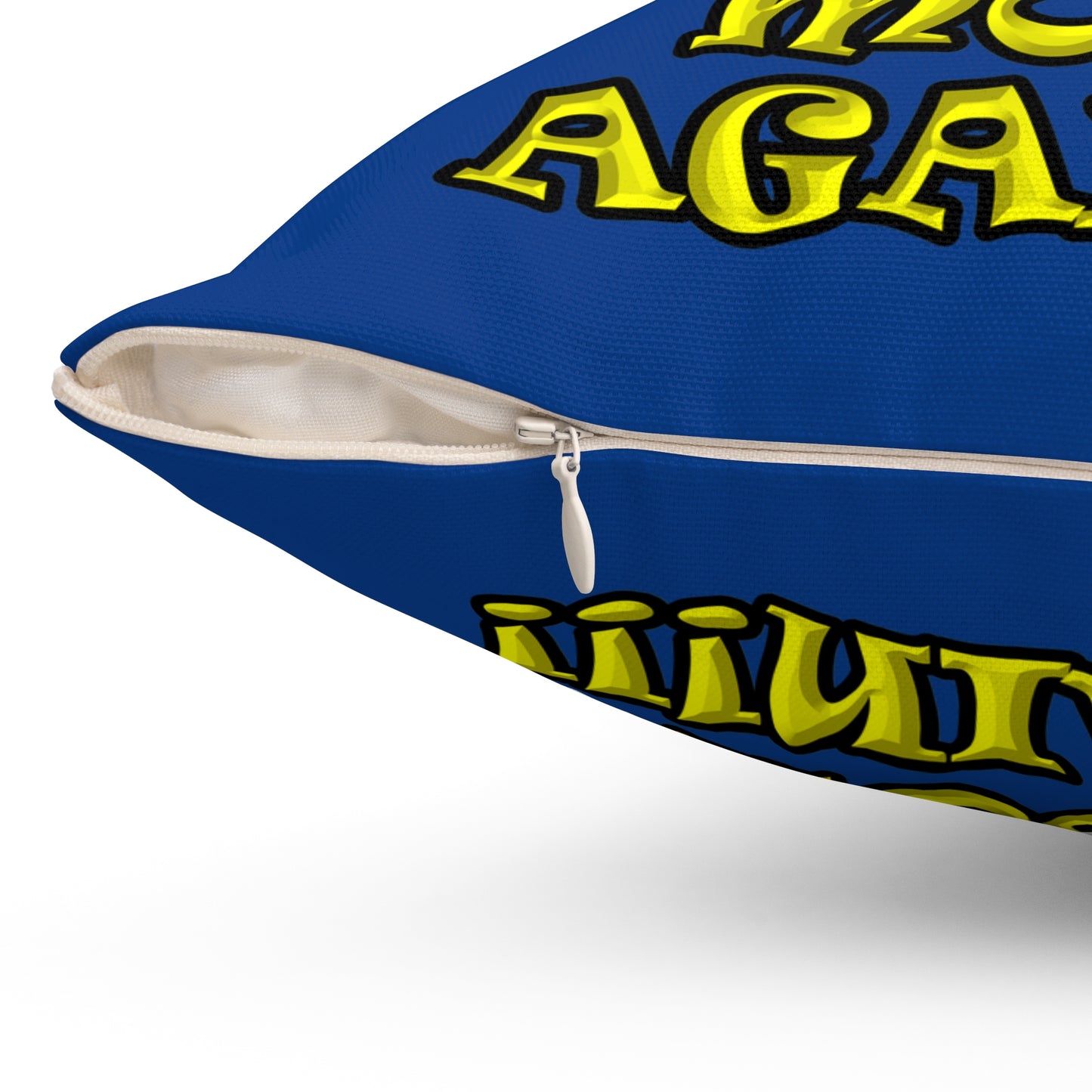 shoot the moon again - Spun Polyester Square Pillow - (dark blue)