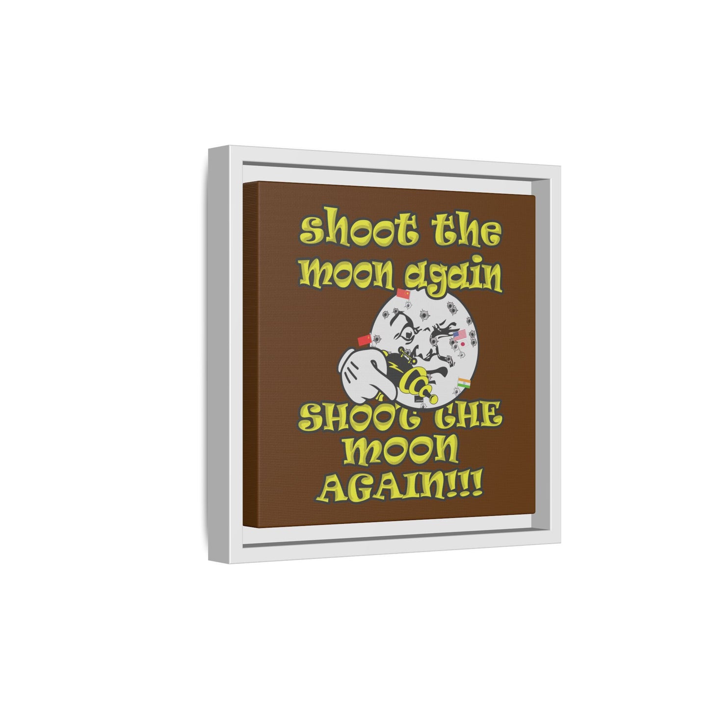 shoot the moon again - framed canvas art (brown)
