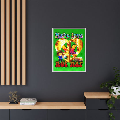 love peace - framed canvas art (logo green)