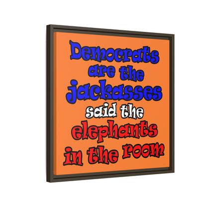 donkeys and elephants - framed canvas art (crusta)