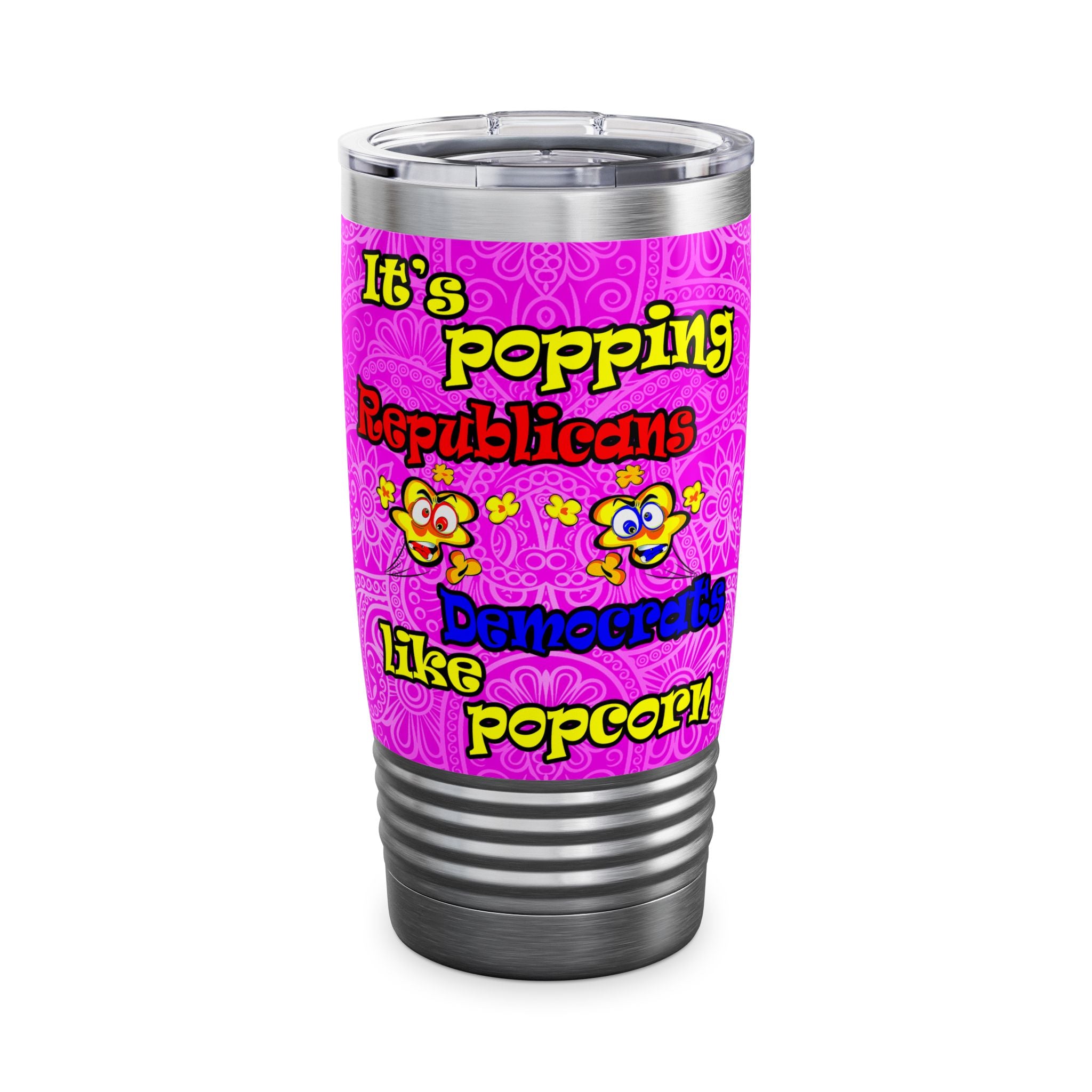 popping like popcorn - Ringneck Tumbler, 20oz (pink swirl)