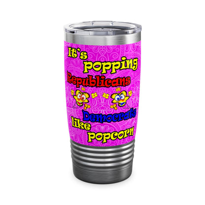 popping like popcorn - Ringneck Tumbler, 20oz (pink swirl)