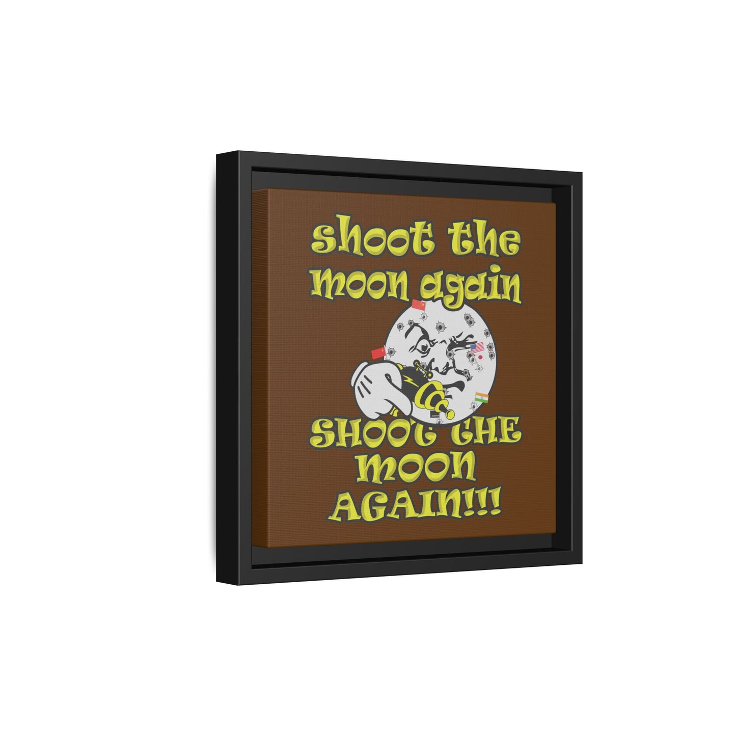 shoot the moon again - framed canvas art (brown)