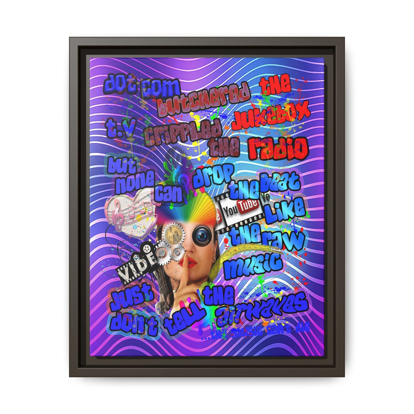 drop the beat - framed canvas art (purple wave)