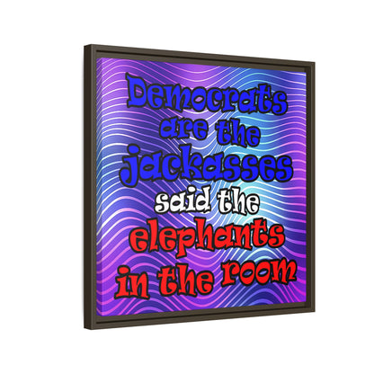 donkeys and elephants - framed canvas art (purple wave)