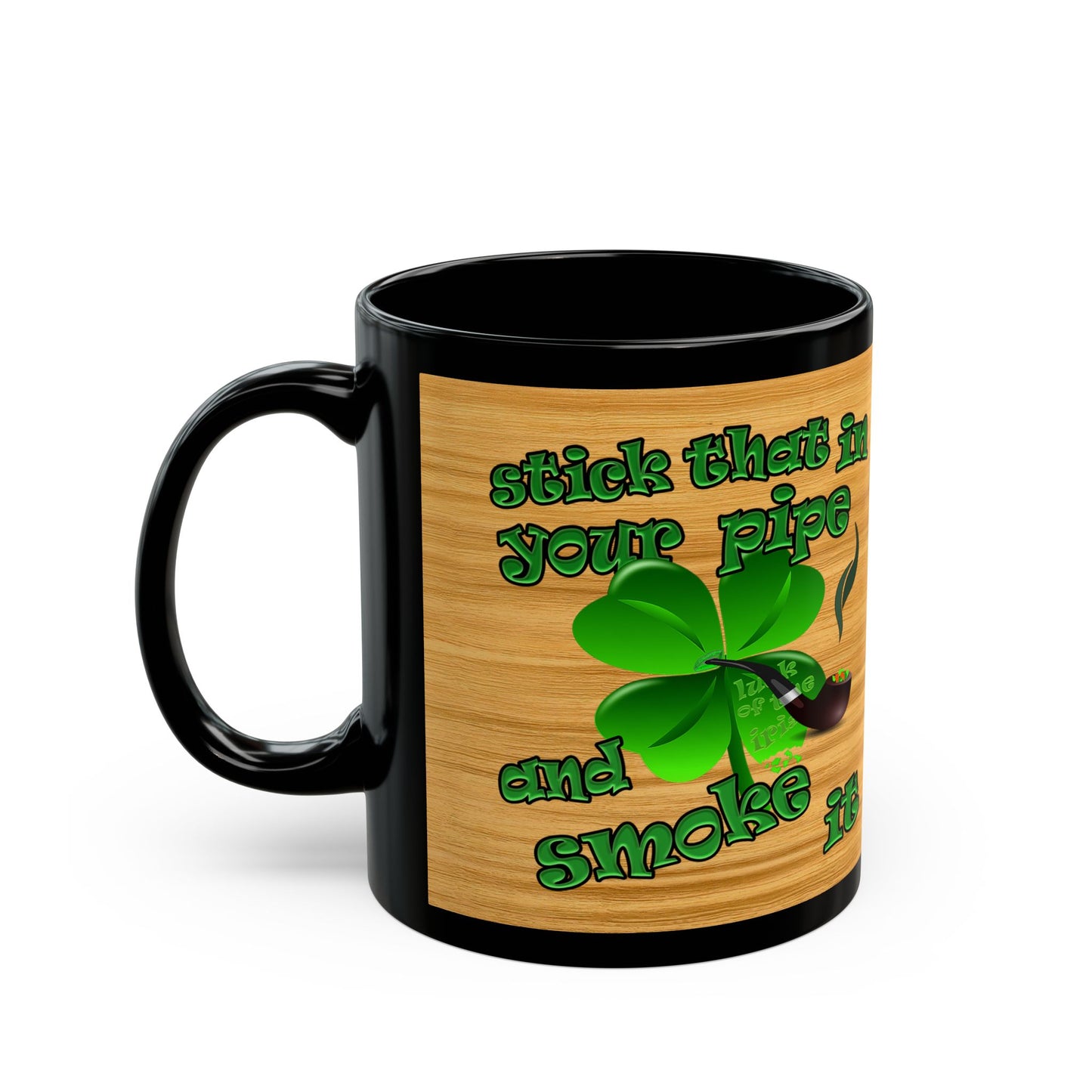 celtics logo - Black Mug (butterscotch wood finish)