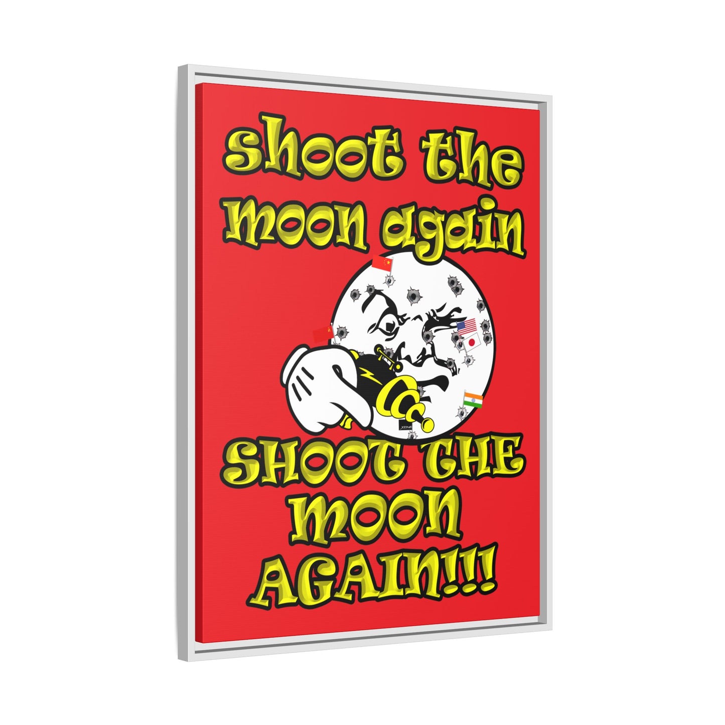 shoot the moon again - framed canvas art (red)