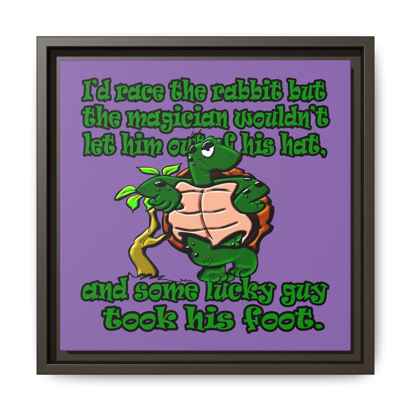 turtle race - framed canvas art (light purple)