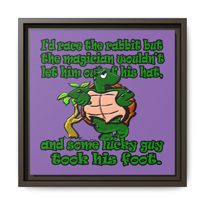 turtle race - framed canvas art (light purple)