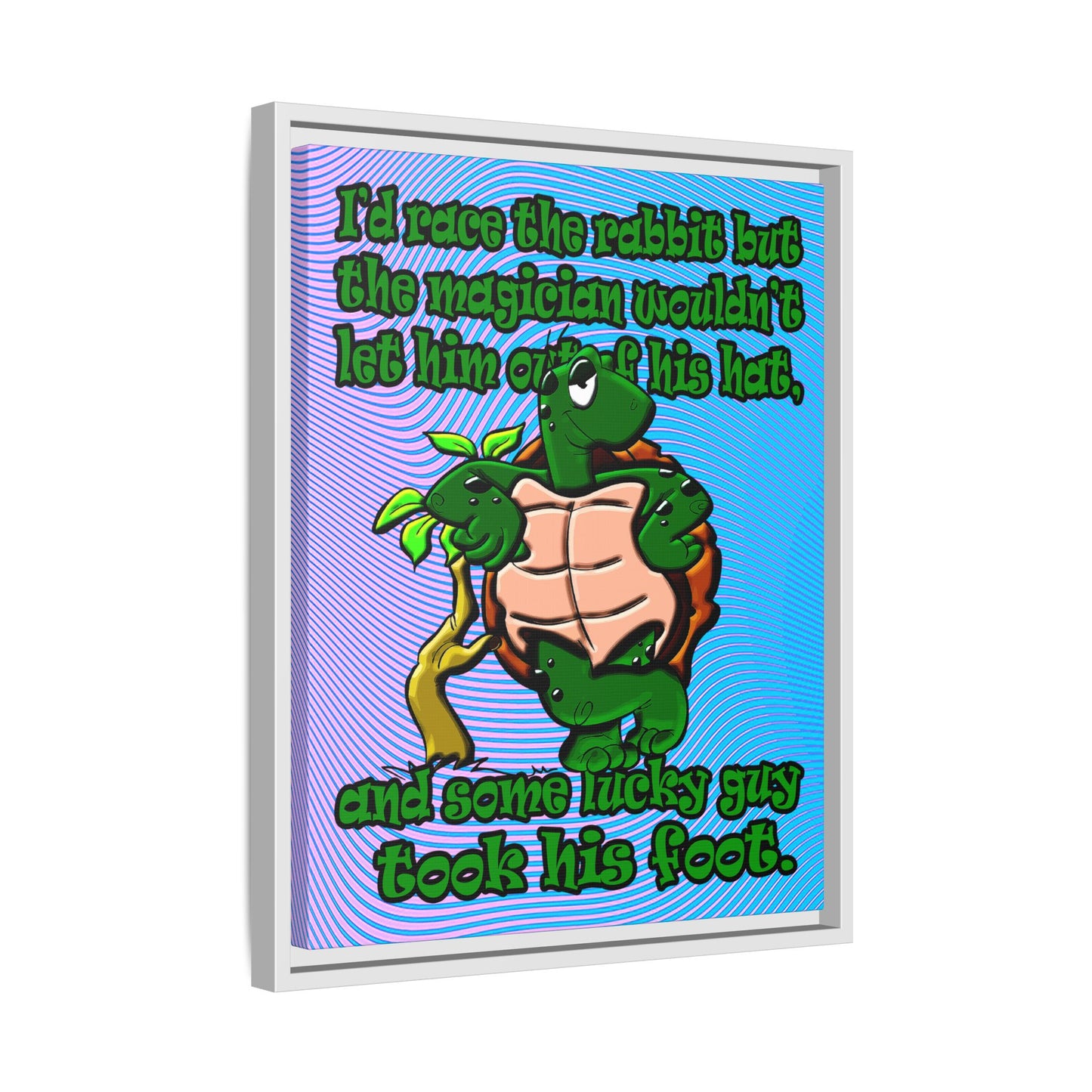 turtle race - framed canvas art (light blue-purple wave)
