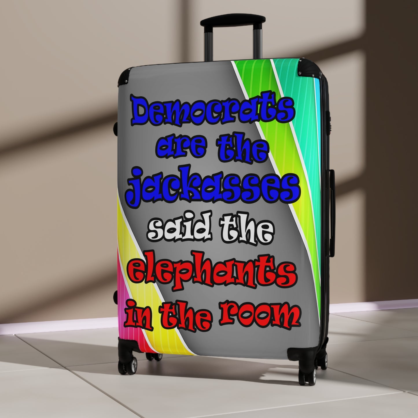 donkeys and elephants - Suitcase (rainbow split)