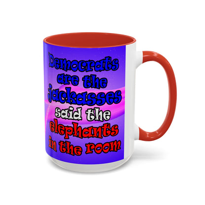 donkeys and elephants - Accent Mug (purple-pink wave)