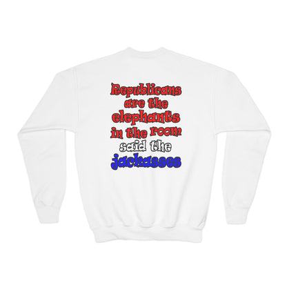 donkeys and elephants - Youth Crewneck Sweatshirt