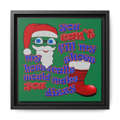 santa's shoes - framed canvas art (dark green)