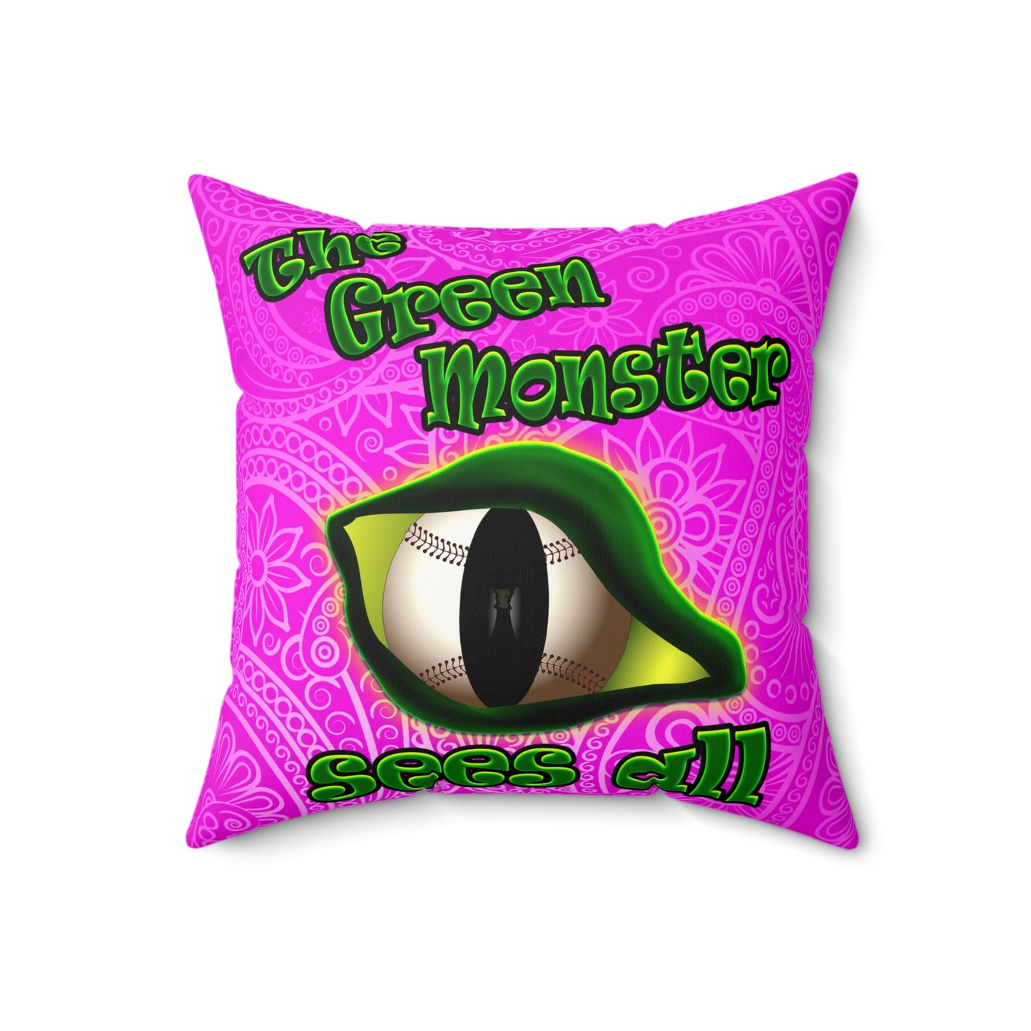green monster - Faux Suede Square Pillow - (pink swirl)