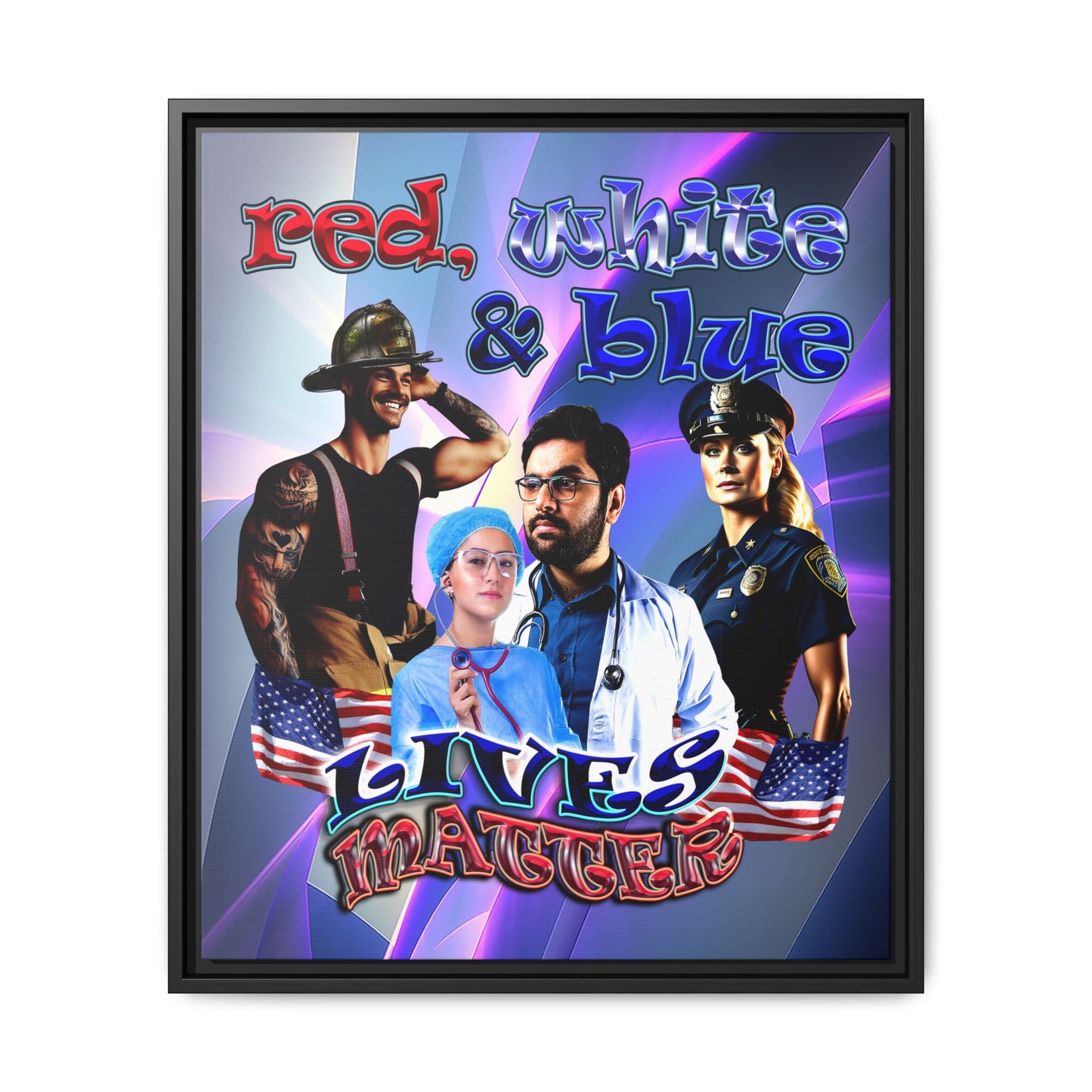rw&b lives matter - framed canvas art (grey-pink wave)