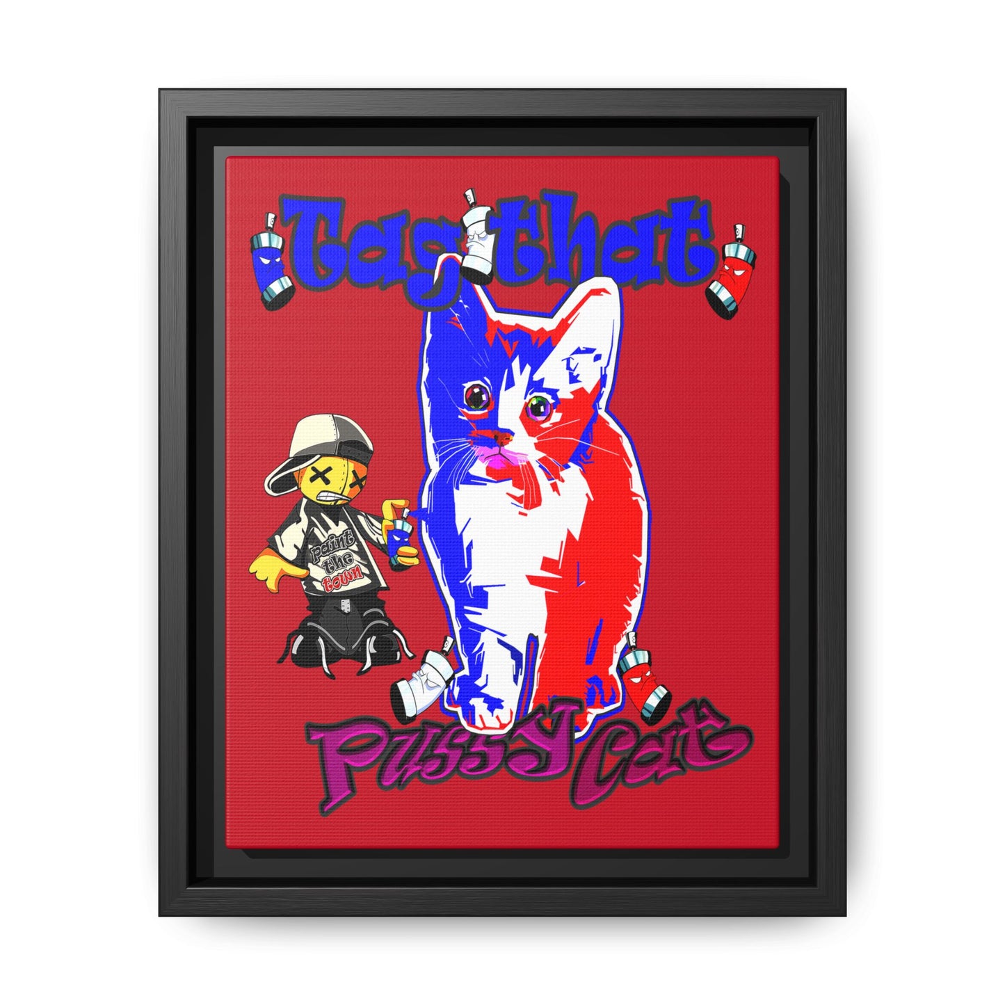 tag that - framed canvas art (dark red)