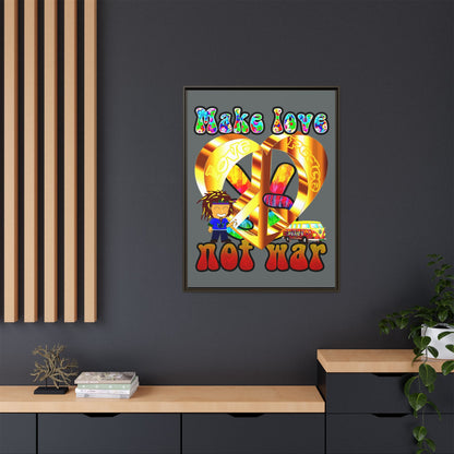 love peace - framed canvas art (dark grey)