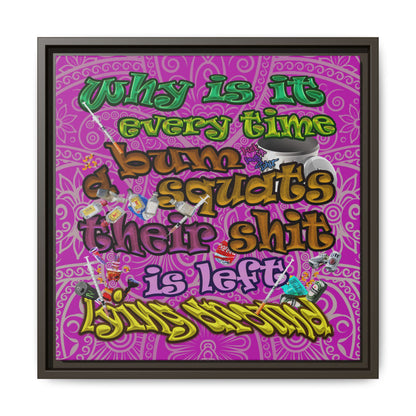 the bum's shit - framed canvas art (pink swirl)