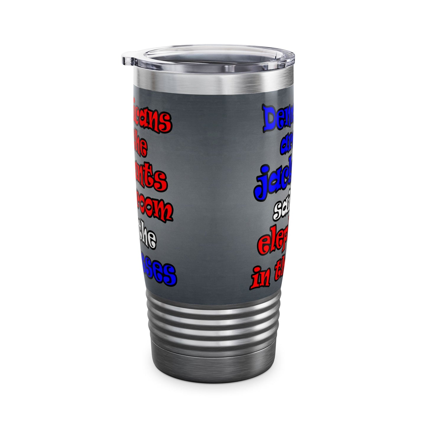 donkeys and elephants - Ringneck Tumbler, 20oz (grey-light grey)