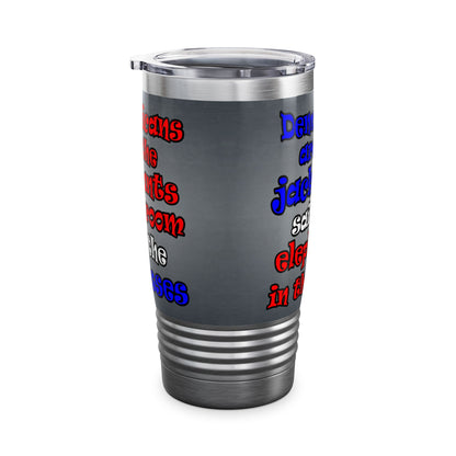 donkeys and elephants - Ringneck Tumbler, 20oz (grey-light grey)