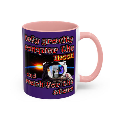 defy conquer reach - Accent Mug (purple)