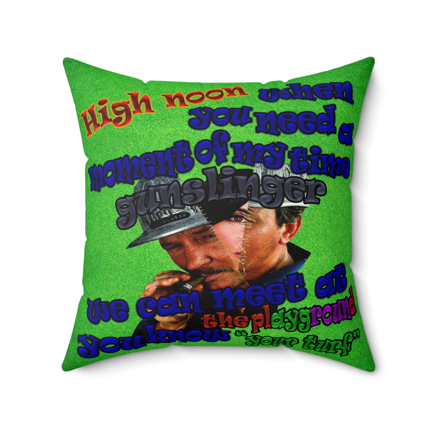 high noon - Faux Suede Square Pillow - (green turf)
