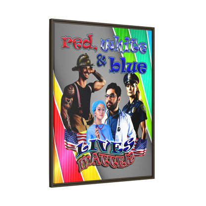 rw&b lives matter - framed canvas art (rainbow split)