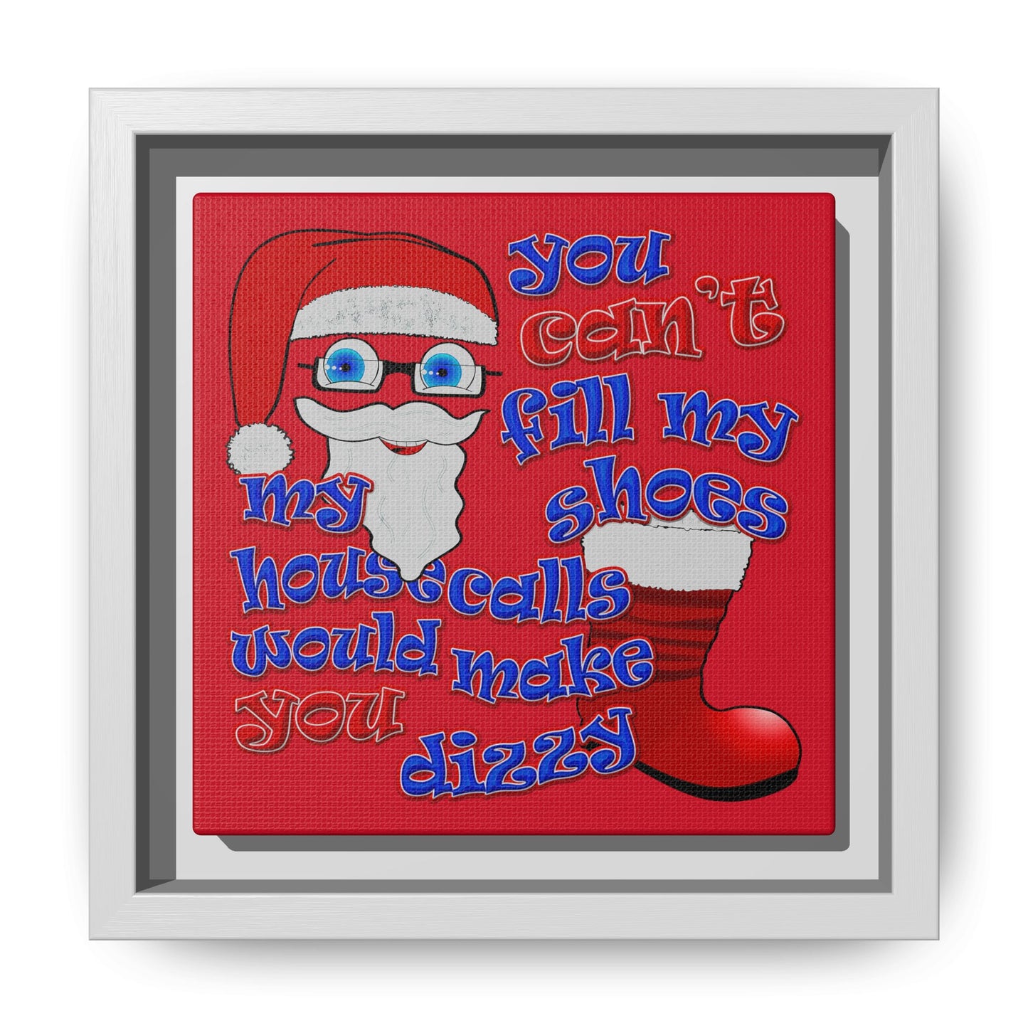 santa's shoes - framed canvas art (dark red)