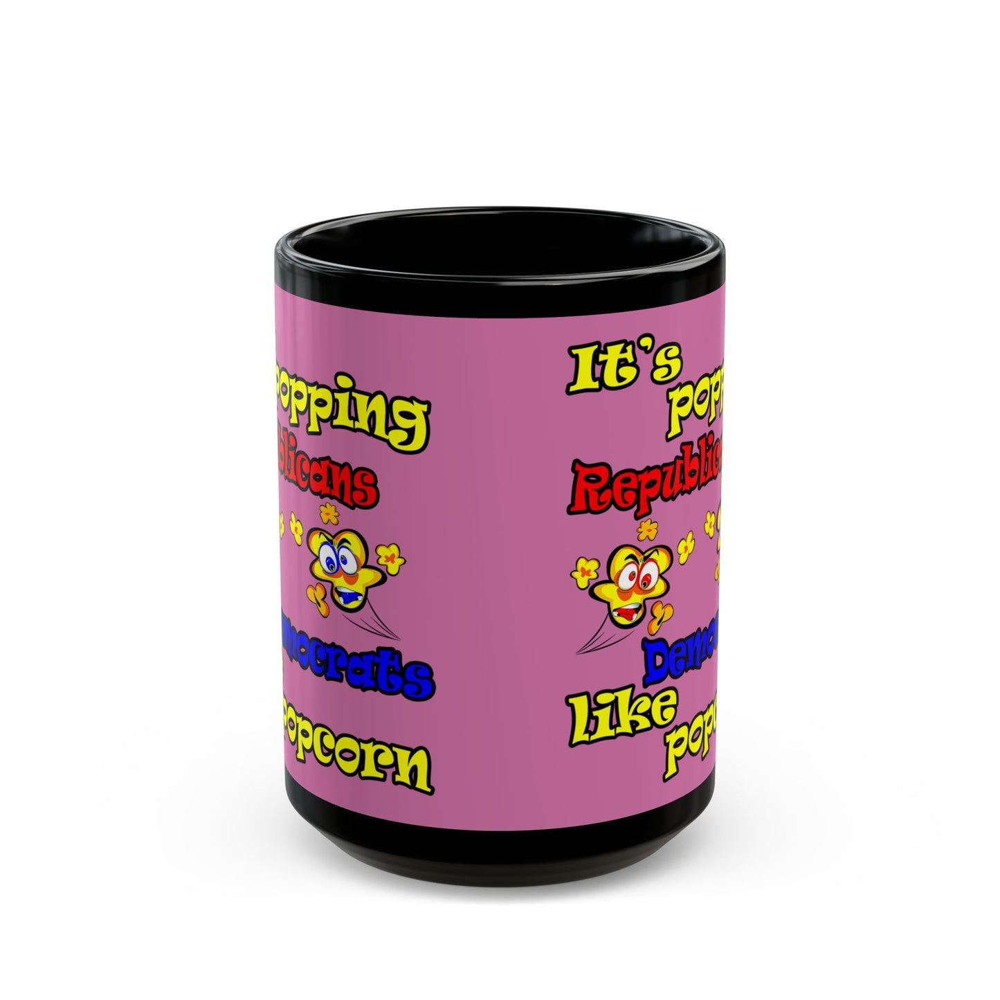 popping like popcorn - Black Mug (light pink)