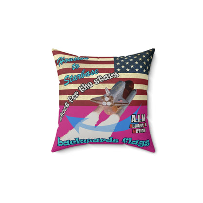 shoot for the stars - Faux Suede Square Pillow - (pink)