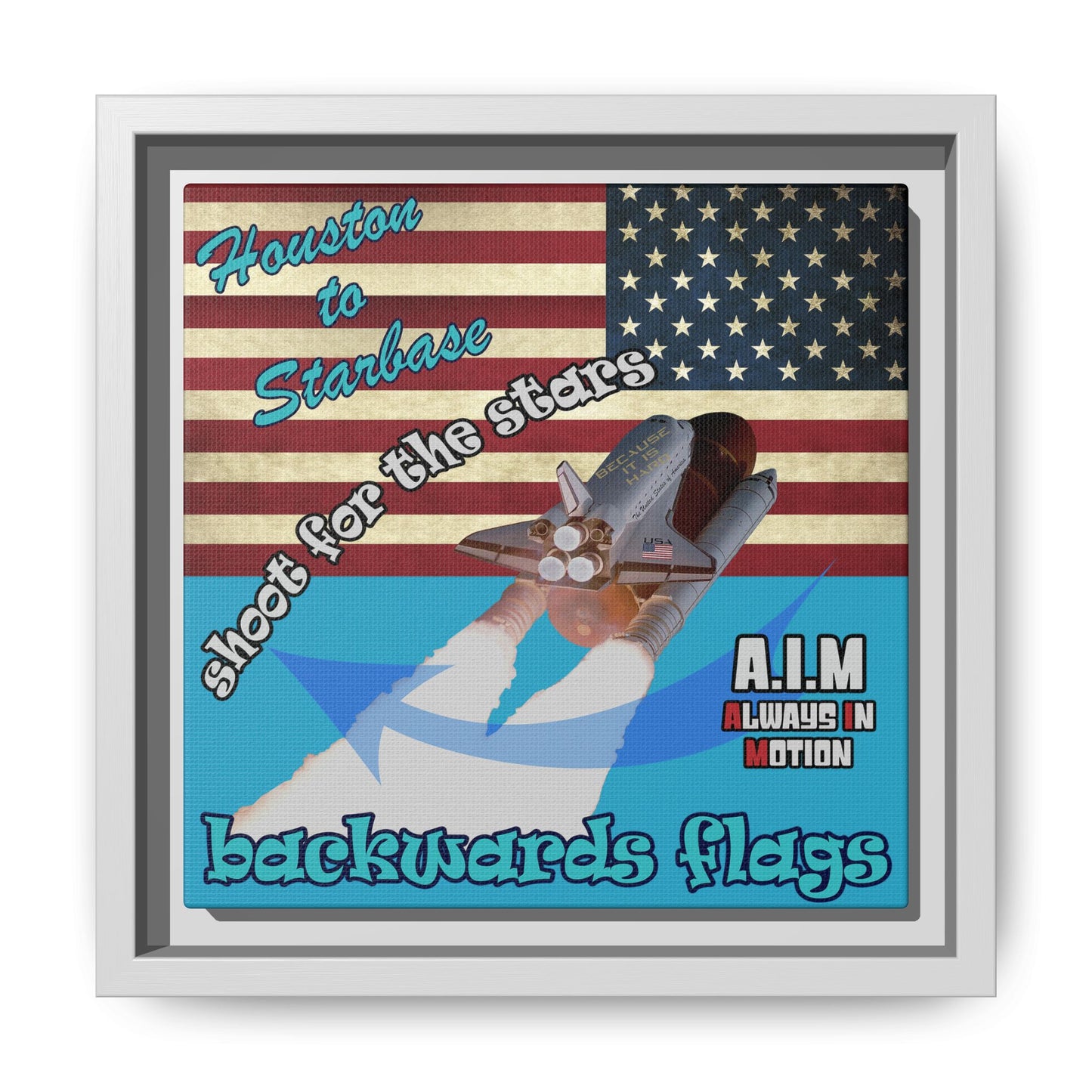 shoot for the stars - framed canvas art (turquoise)