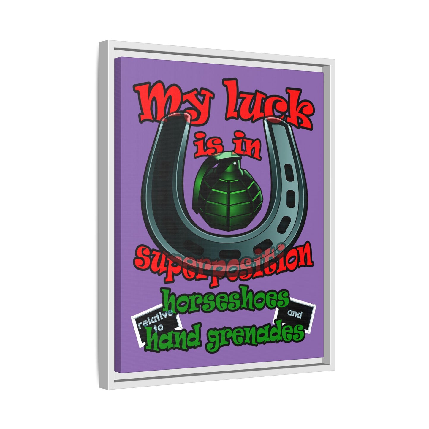 my luck - framed canvas art (light purple)