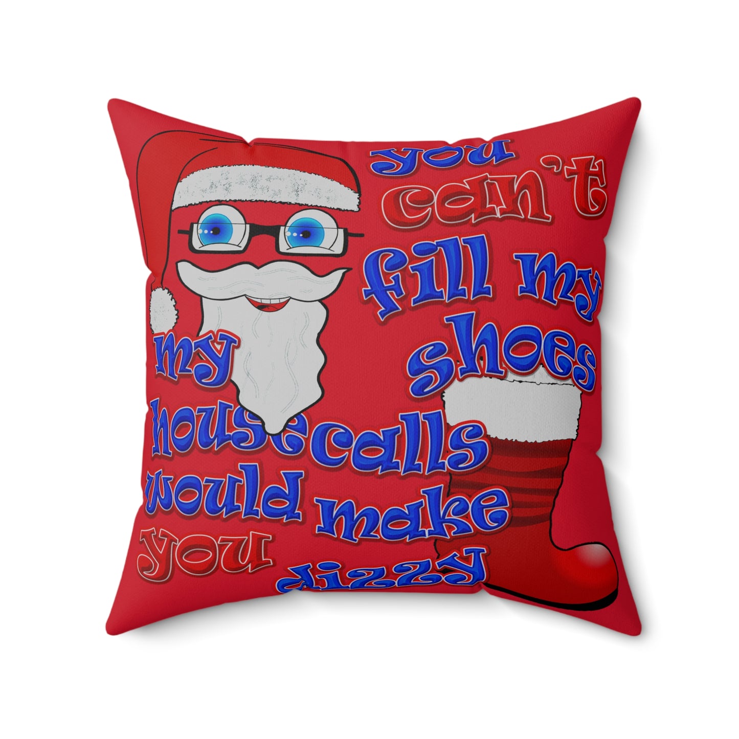 santa's shoes - Spun Polyester Square Pillow - (dark red)