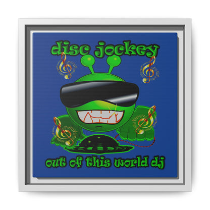 disc jockey - framed canvas art (dark blue)