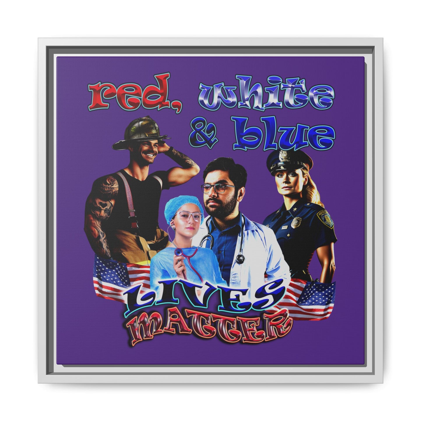 rw&b lives matter - framed canvas art (purple)