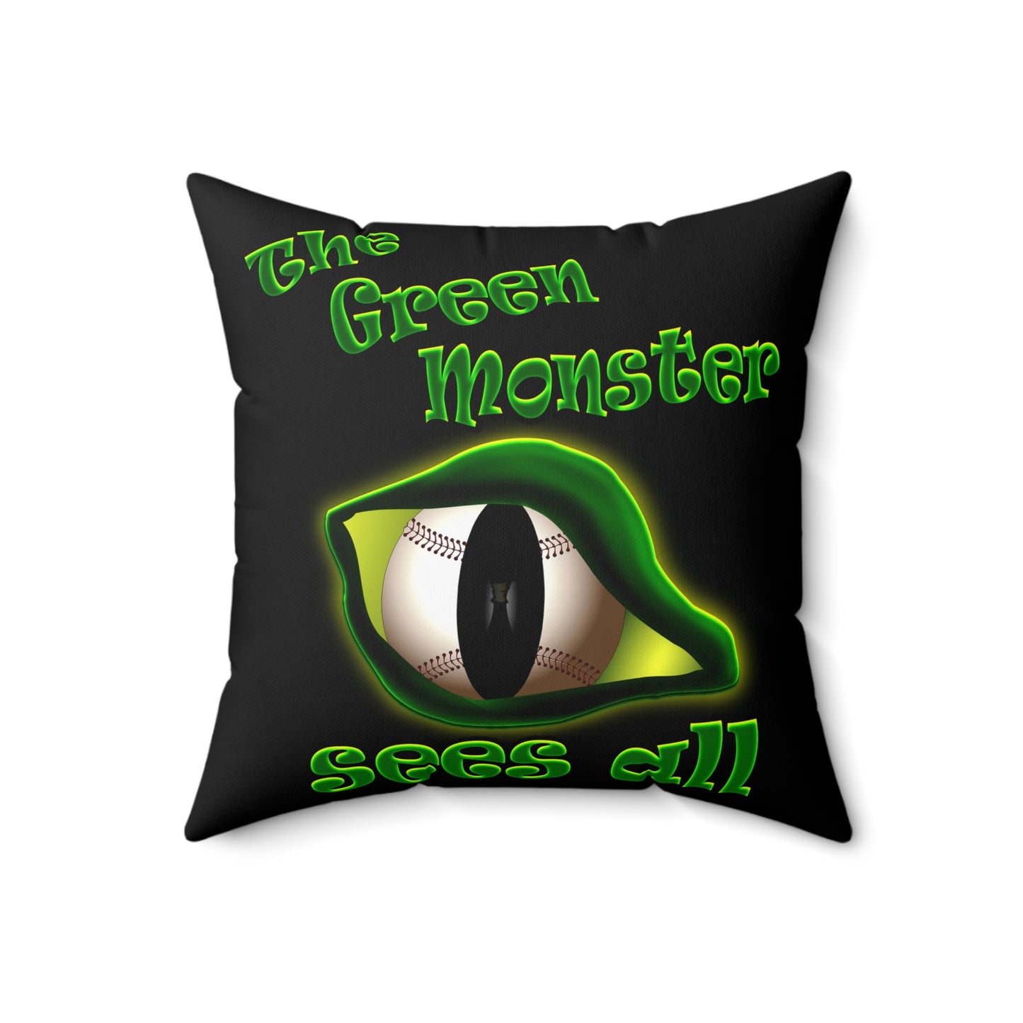 green monster - Spun Polyester Square Pillow - (black)