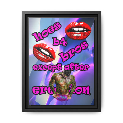 hoes b4 bros - framed canvas art (grey-pink wave)
