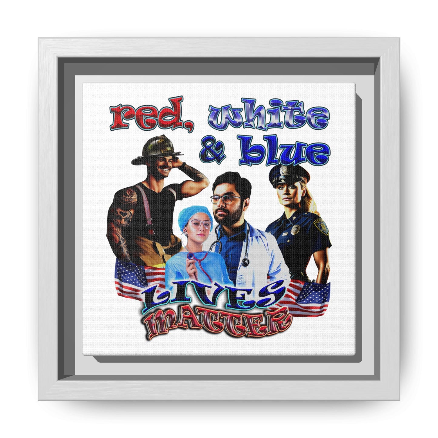 rw&b lives matter - framed canvas art (white)