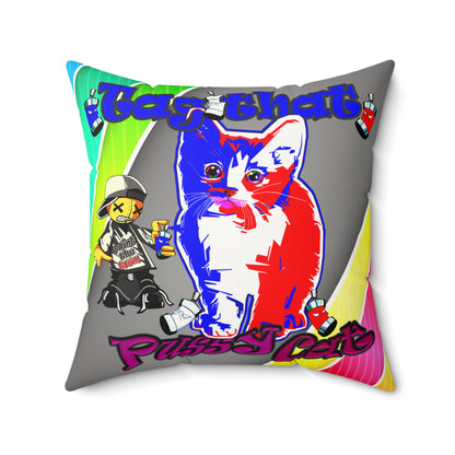 tag that - Faux Suede Square Pillow - (rainbow split)