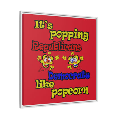 popping like popcorn - framed canvas art (dark red)
