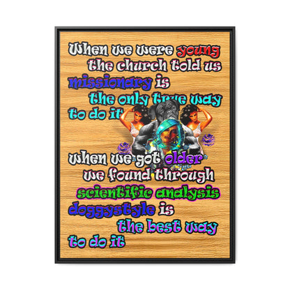 doggystyle - framed canvas art (butterscotch wood finish)