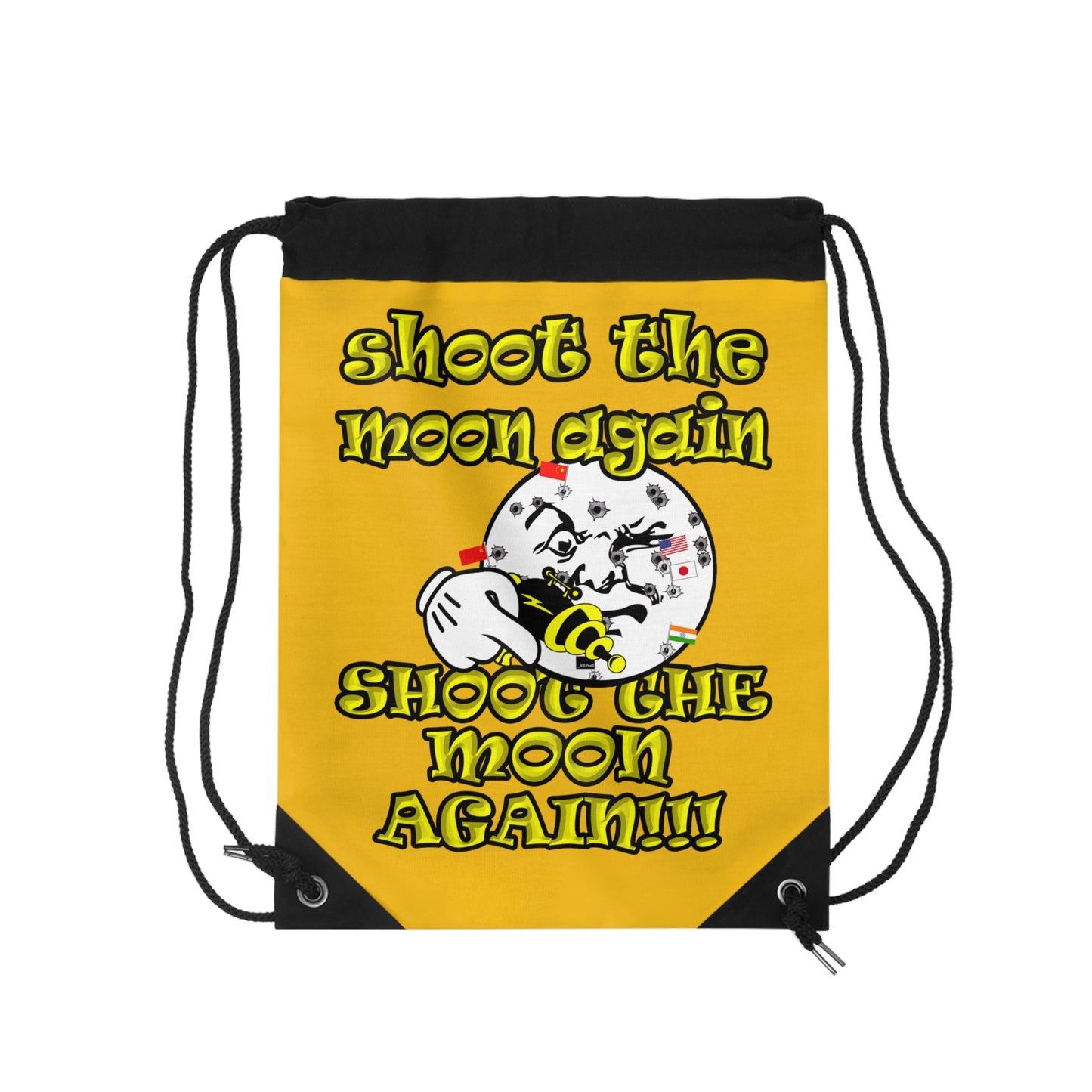 shoot the moon again - Drawstring Bag (yellow)