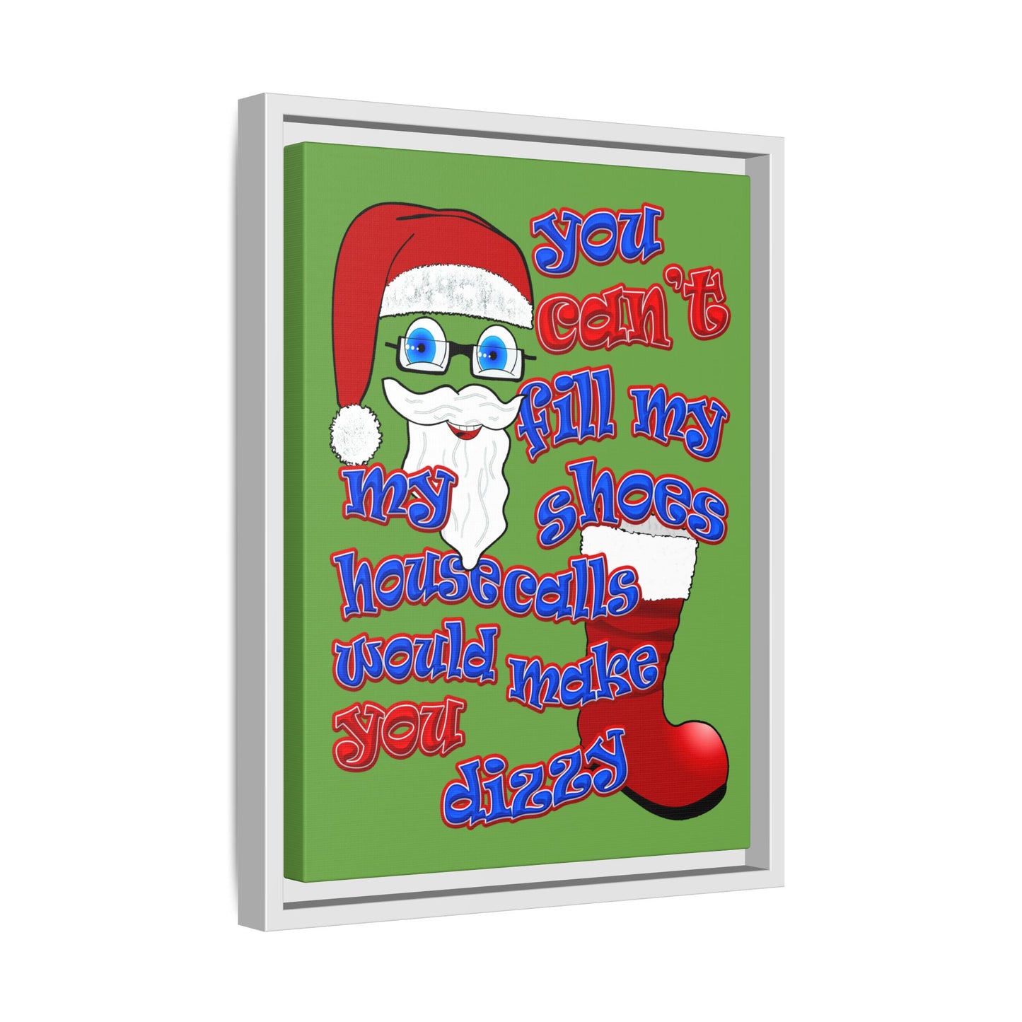 santa's shoes - framed canvas art (green)
