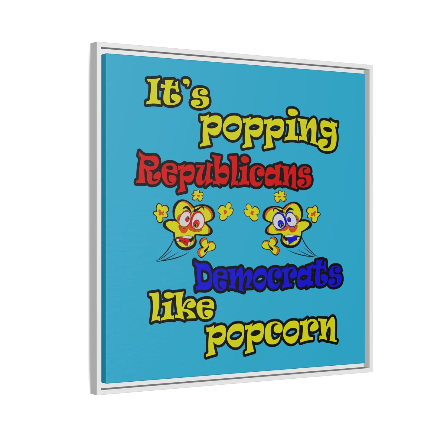 popping like popcorn - framed canvas art (turquoise)