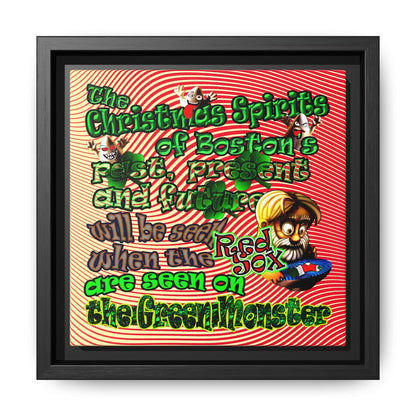 christmas spirits of boston - framed canvas art (yellow-orange wave)